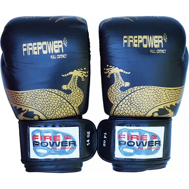 Боксерские перчатки FirePower FPBG8 Черные с желтым
