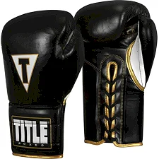 Боксерские перчатки TITLE Boxeo MexicanLeather Lace Training Quatro Черные