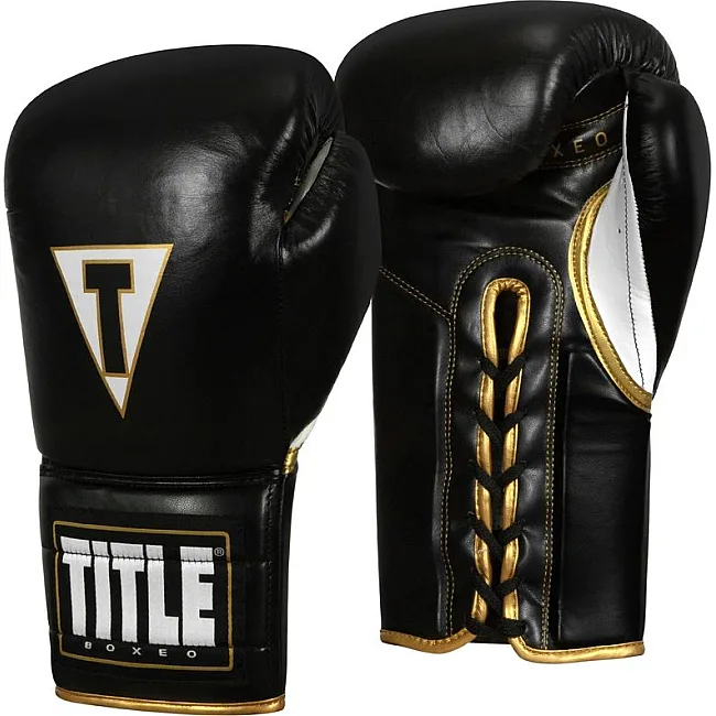 Боксерские перчатки TITLE Boxeo MexicanLeather Lace Training Quatro Черные