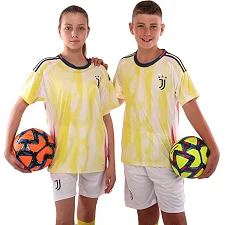 Футбольна форма дитяча із символікою клубу JUVENTUS гостьова 2025 SP-SPORT CO-4744 20-28 (Жовто-білий)