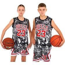 Детская баскетбольная форма NBA клуб Chicago Bulls 23 BA-6644 (Черный-белый)