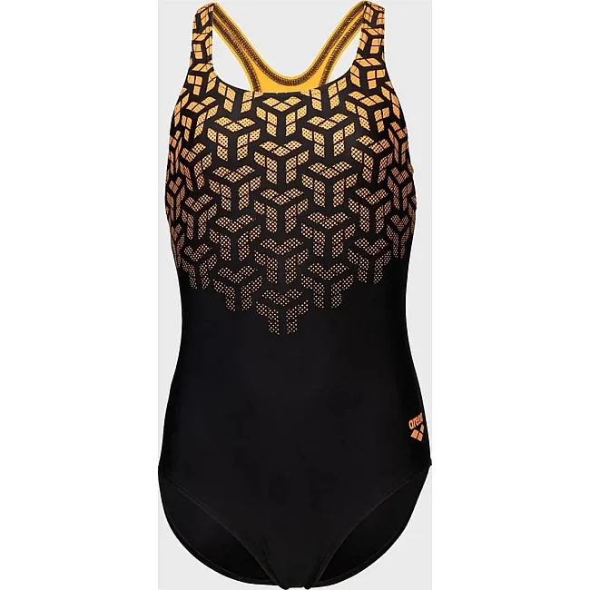 Купальник закрытый для девочек Arena KIKKO V SWIMSUIT SWIM PRO BACK черный, желтый
