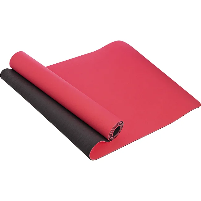 Коврик для йоги и фитнеса TPE двухслойный SP-PLANETA FI-3046 183x61x0,6см (Красный-черный)