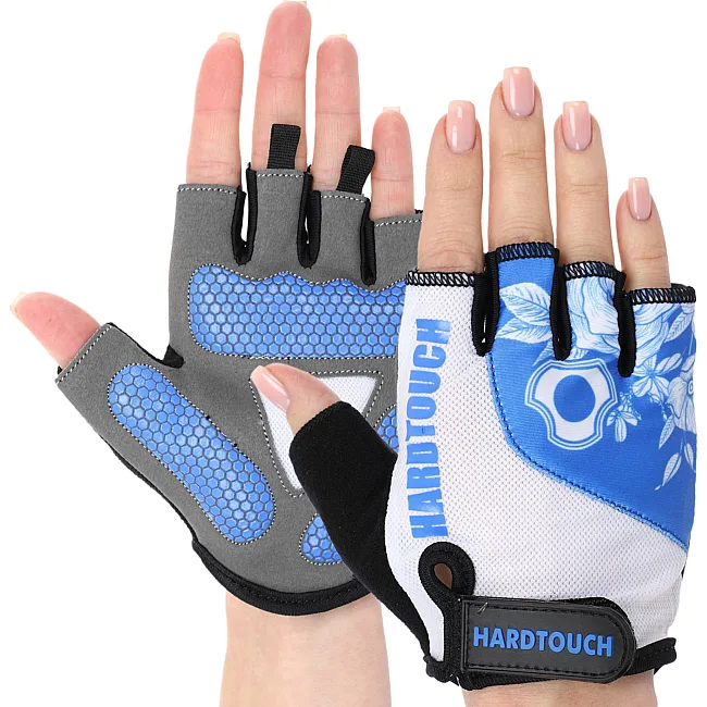Тренировочные перчатки для фитнеса HARD TOUCH FG-9524 (Черный-белый-синий)