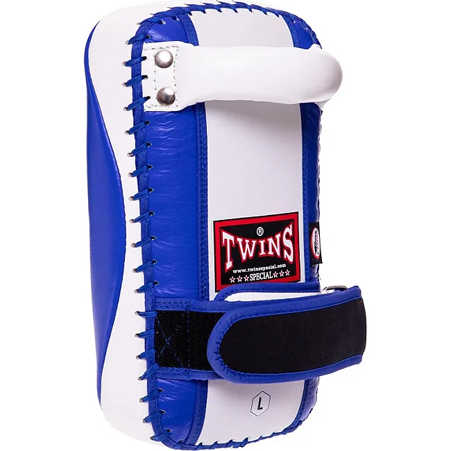 Тай-пэд ударный для Муай Тай прямой с ремнями и ручкой кожа TWINS
 KPL14 18x32x6см 1шт (Синий)