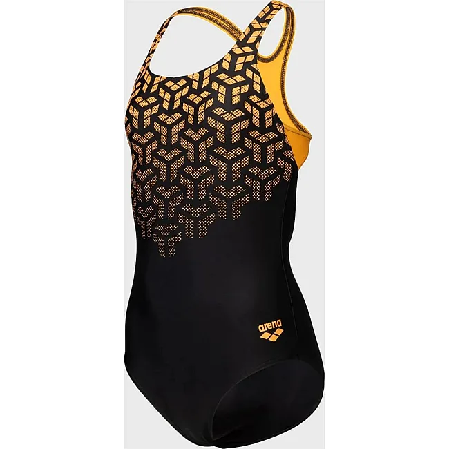Купальник закрытый для девочек Arena KIKKO V SWIMSUIT SWIM PRO BACK черный, желтый