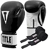 Боксерские перчатки TITLE Premier Leather Black/White (бинты 4м. в комплекте)