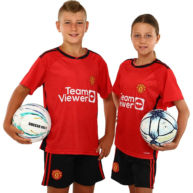 Распродажа! Футбольная форма детская с символикой клуба MANCHESTER UNITED домашняя 2024 SP-SPORT CO-7185 (Красный-черный)