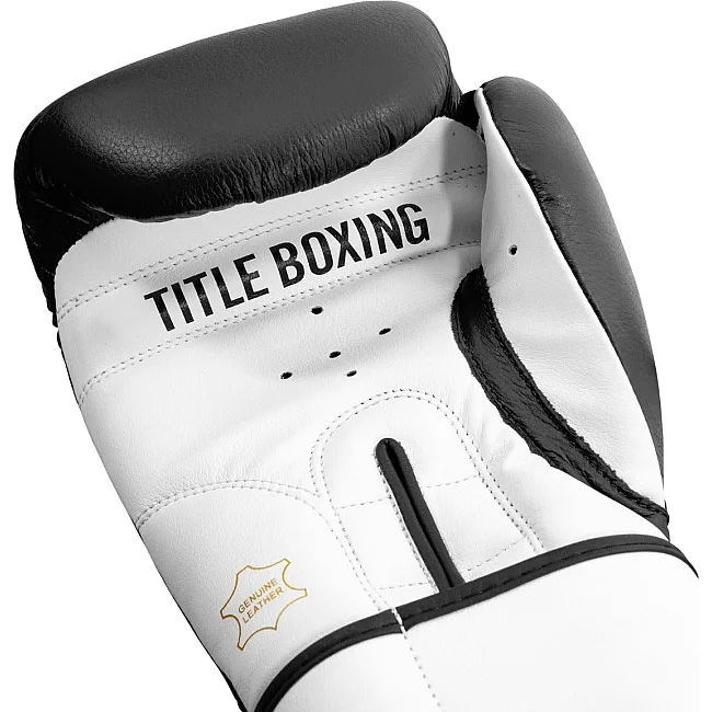 Боксерские перчатки TITLE Premier Leather Black/White (бинты 4м. в комплекте)