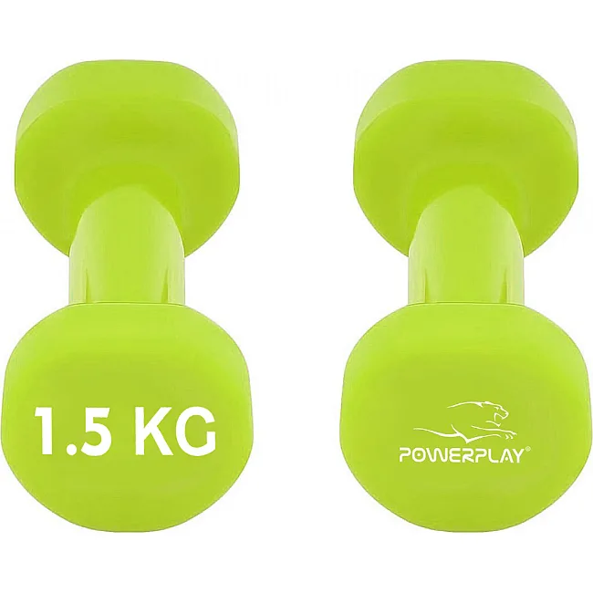 Гантели виниловые PowerPlay 2x1,5кг. PP_4103 Зеленые (2шт. - пара)