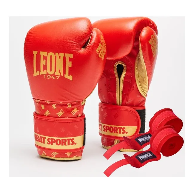 Боксерские перчатки Leone GN220 DNA Red (бинты 4 м. в комплекте)