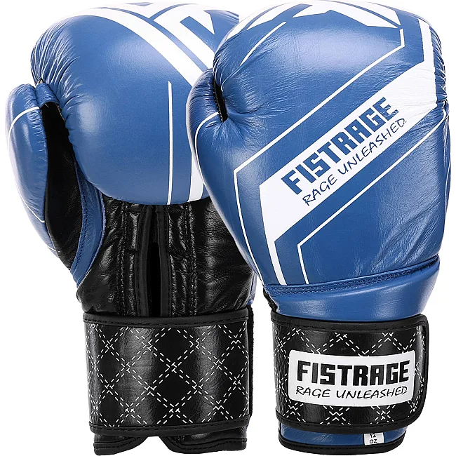 Перчатки для бокса кожаные FISTRAGE VL-4275 (Синий-черный)