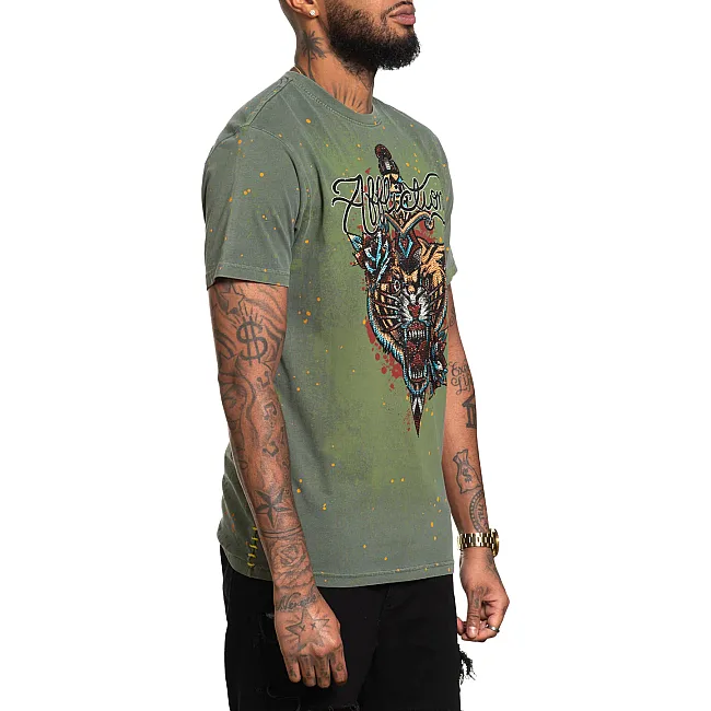 Футболка чоловіча AFFLICTION Alchemic Dagger Tee Olive Pigment Dye