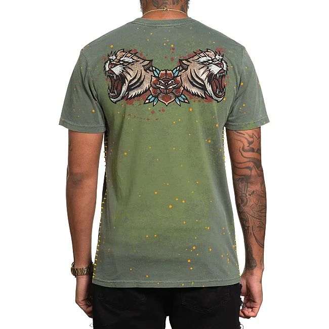 Футболка чоловіча AFFLICTION Alchemic Dagger Tee Olive Pigment Dye