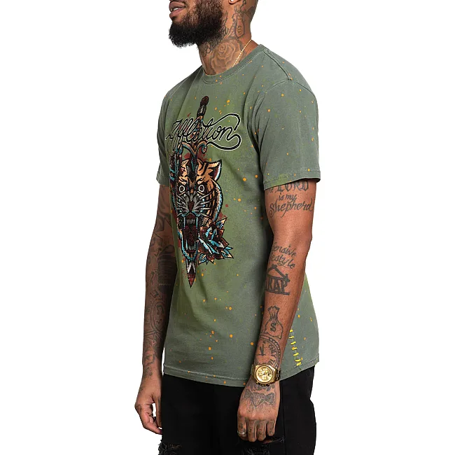 Футболка чоловіча AFFLICTION Alchemic Dagger Tee Olive Pigment Dye
