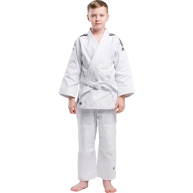 Кимоно для дзюдо Adidas Club (белое с черными полосами, J350W)