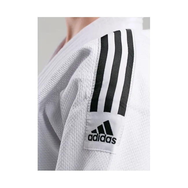 Кимоно для дзюдо Adidas Club (белое с черными полосами, J350W)