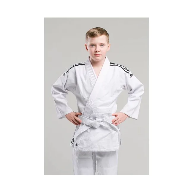 Кимоно для дзюдо Adidas Club (белое с черными полосами, J350W)