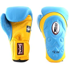 Перчатки для бокса TWINS Velcro Extra Design BGVL6-AV Yellow Lightblue