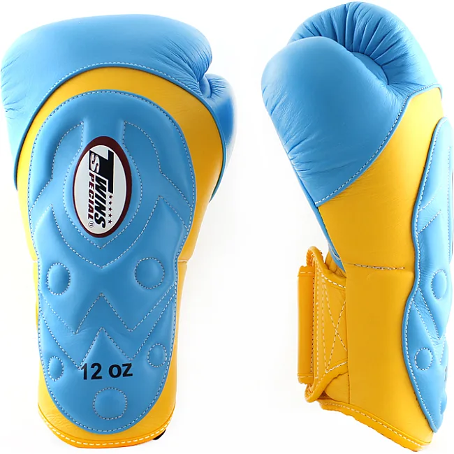 Перчатки для бокса TWINS Velcro Extra Design BGVL6-AV Yellow Lightblue