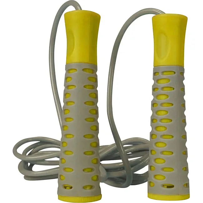 Скакалка POWERPLAY 4206 PRO+ Серо-желтая (2,75м)