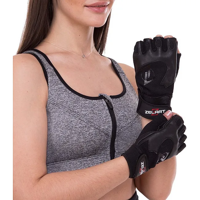 Спортивные перчатки кожаные
 ZELART

 SB-161555 (Черный)