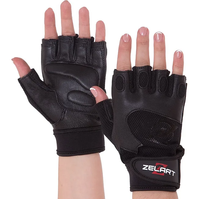 Спортивные перчатки кожаные
 ZELART

 SB-161555 (Черный)