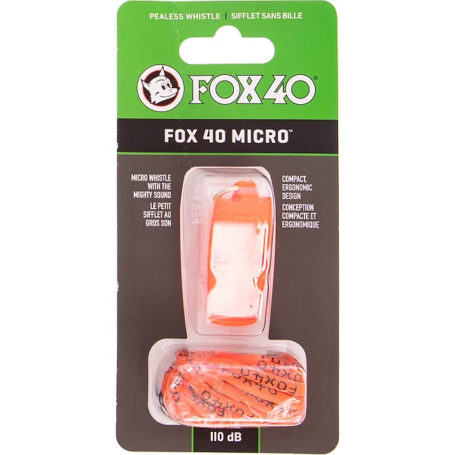 Свисток спортивный судейский пластиковый со шнурком MICRO FOX40-MICRO (Оранжевый)