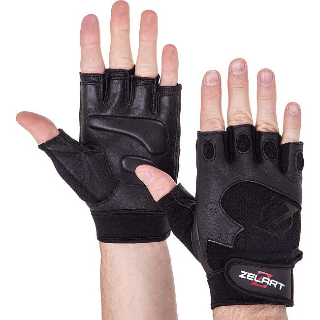 Спортивные перчатки кожаные
 ZELART

 SB-161555 (Черный)