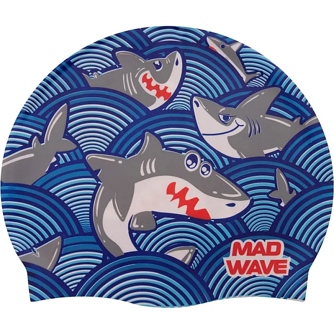 Шапочка для бассейна
 силиконовая юниорская MADWAVE
 Junior SHARKY M057911 (Бирюзовый)