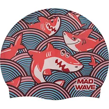Шапочка для бассейна силиконовая юниорская MADWAVE Junior SHARKY M057911 (Бирюзовый)