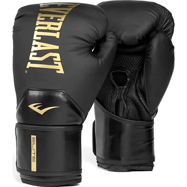 Боксерські рукавиці Everlast ELITE 2 BOXING GLOVES чорний, золотий 14 унцій