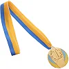 Медаль спортивная с лентой SP-SPORT
 UKRAINE с украинской символикой C-4339 ø6,5см (Золотой)