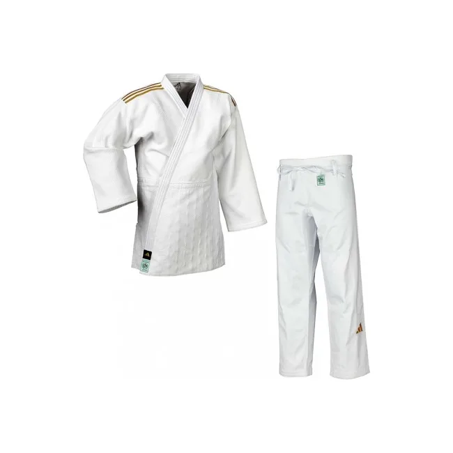 Кимоно для дзюдо Champion III Slim Fit с лицензией IJF | белый/золотые полосы | ADIDAS J-IJF3