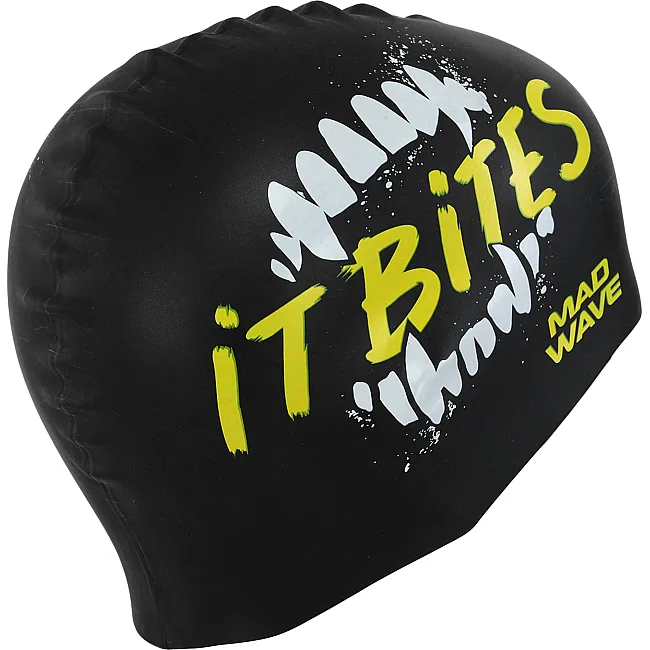Шапочка для бассейна
 силиконовая для взрослых MADWAVE
 IT BITES M055322 (Черный)