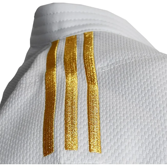 Кимоно для дзюдо Champion III Slim Fit с лицензией IJF | белый/золотые полосы | ADIDAS J-IJF3
