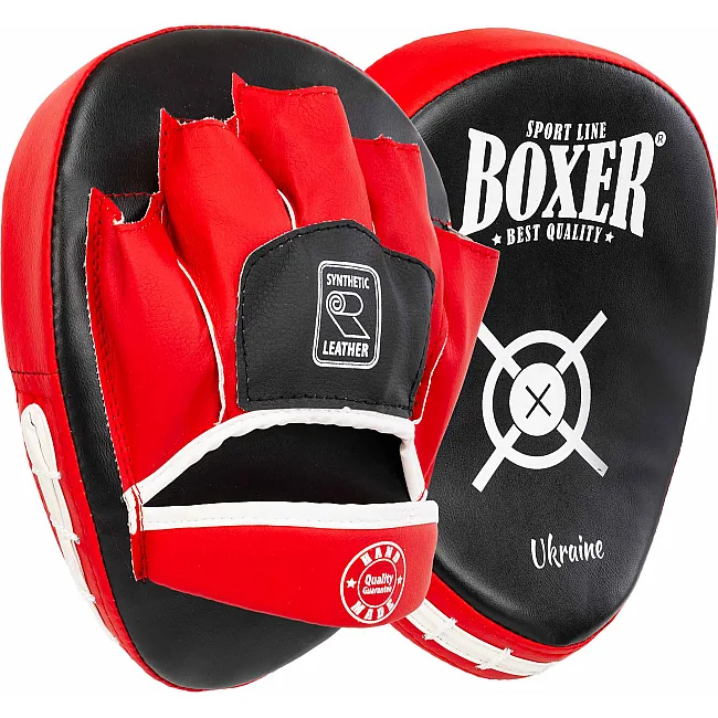 Лапа боксерская изогнутая тренировочная
 BOXER
 2011-01 19х23х4см 2штуки (Черный-красный)