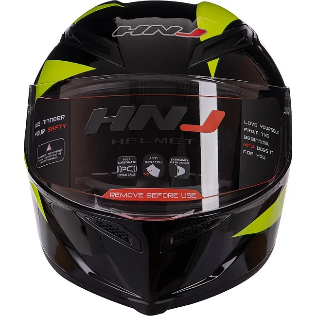 Шлем для мотоцикла интеграл
 HNJ H722-2 (Черный-салатовый)