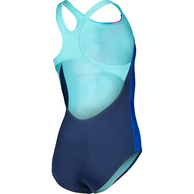 Купальник закрытый для девочек Arena SPRAY PAINT SWIMSUIT SWIM PRO синий, розовый, желтый