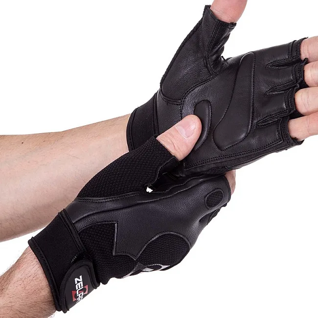 Спортивные перчатки кожаные
 ZELART

 SB-161555 (Черный)