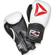 Боксерские перчатки Reebok Combat Leather Boxing Gloves черный, белый 10 унций