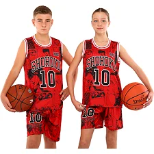 Детская баскетбольная форма NBA клуб Shuhoku 10 BA-6614 (Красный-черный)