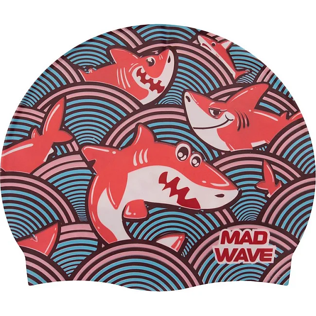 Шапочка для бассейна
 силиконовая юниорская MADWAVE
 Junior SHARKY M057911 (Бирюзовый)