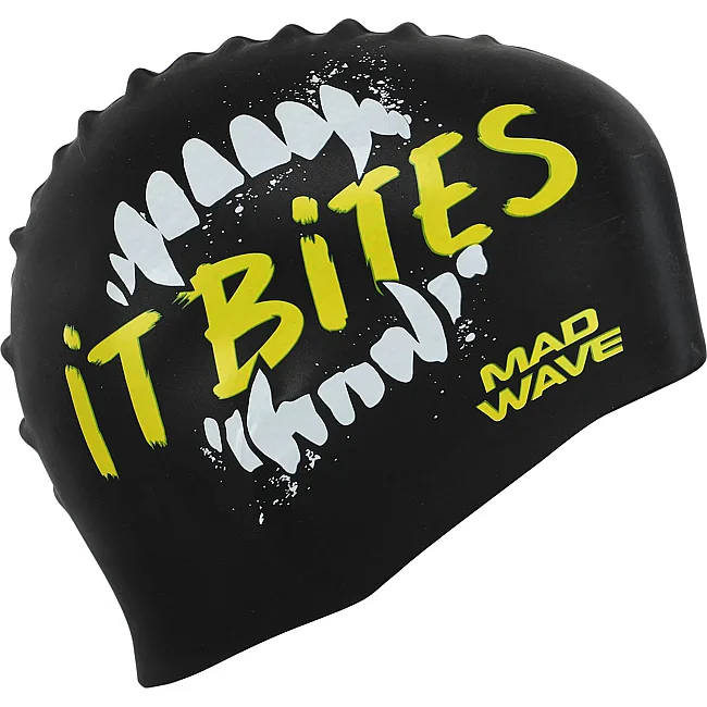 Шапочка для бассейна
 силиконовая для взрослых MADWAVE
 IT BITES M055322 (Черный)