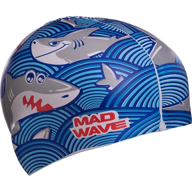 Шапочка для бассейна
 силиконовая юниорская MADWAVE
 Junior SHARKY M057911 (Бирюзовый)