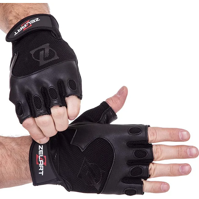 Спортивные перчатки кожаные
 ZELART

 SB-161555 (Черный)