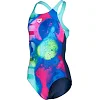 Купальник закрытый для девочек Arena SPRAY PAINT SWIMSUIT SWIM PRO синий, розовый, желтый