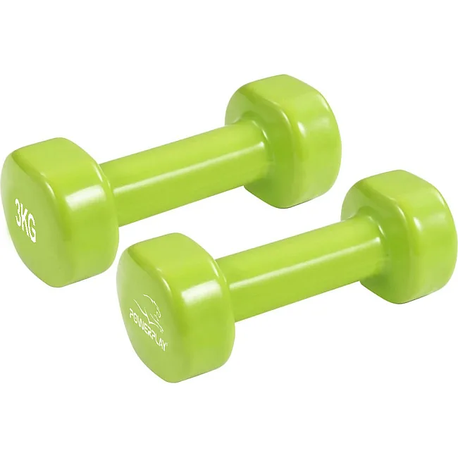 Гантели виниловые POWERPLAY 4125 Achilles 2x3кг. Зеленые (пара - 2шт)