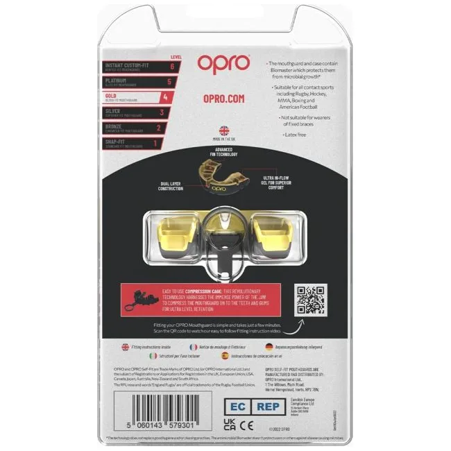 Капа для бокса для детей OPRO Self-fit GEN5 Youth Gold Black Gold