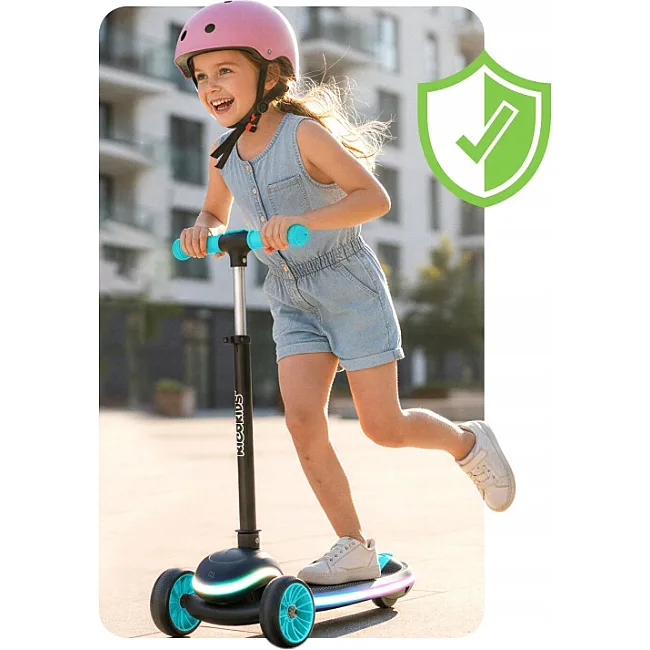 Детский самокат трехколесный Ricokids Leddi черно-бирюзовый